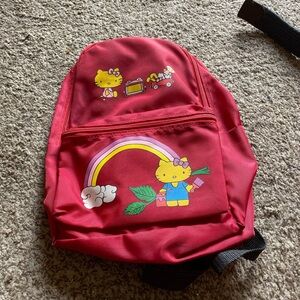 Kids Red Hello Kitty Backpack with Rainbow Print
